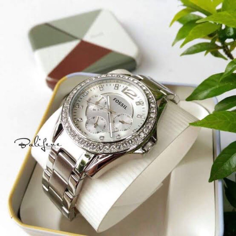 Jam Wanita Fossil ES3202 & ES 3202 Original Baterai Silver