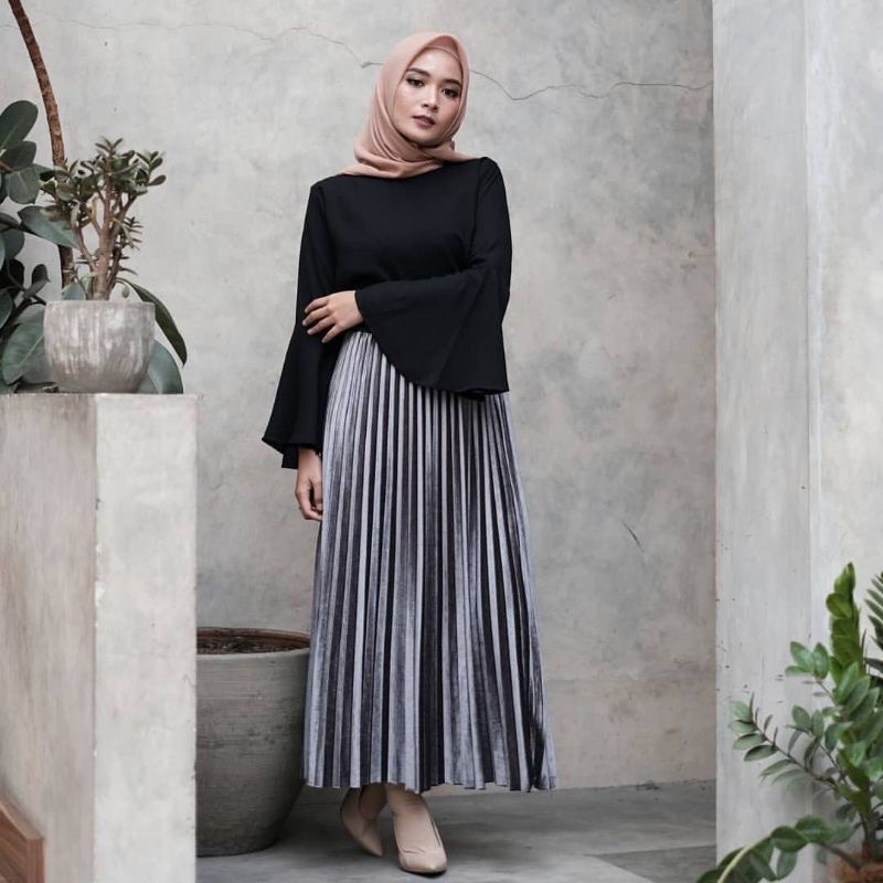 SALE CUCI GUDANG Rok Plisket Premium Velvet Skirt /rok bludru panjang/bludru/Velvet