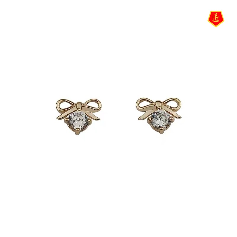 [Ready Stock]Exquisite S925 Silver Small Bowknot Stud Earrings