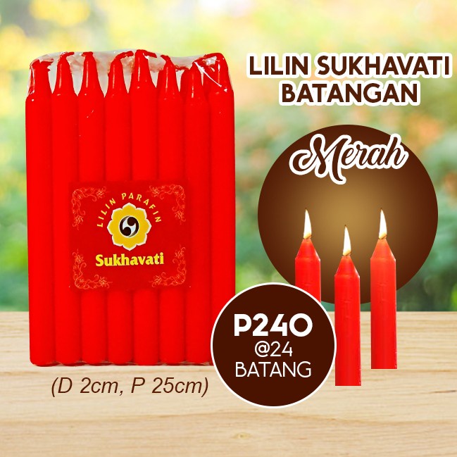 Lilin Batang Sembahyang Sukhavati P240 Merah