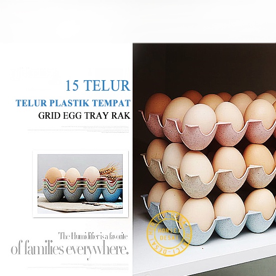 TELUR 15 GRID EGG TRAY RAK TELUR PLASTIK TEMPAT ORGANIZER TELUR