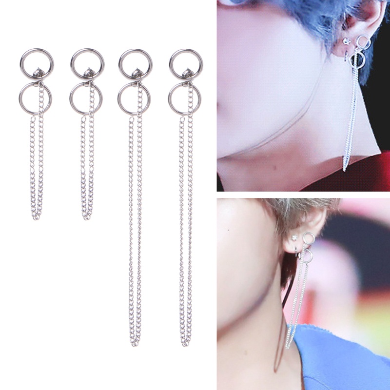 Siy Anting Gantung Panjang Model Rantai Rumbai Bahan Titanium Steel Gaya Korea Untuk Unisexpriawanita