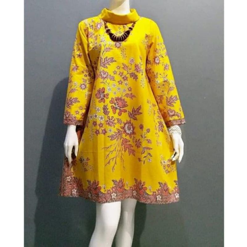 Atasan Batik Wanita Dolby Dolbi Dobby Tenun Sutra Tulis Katun ATBM Baron ATASAN BATIK WANITA MODERN-Kuning