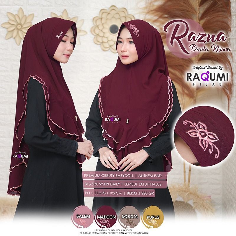 jilbab khimar Raqumi bordir RAZNA