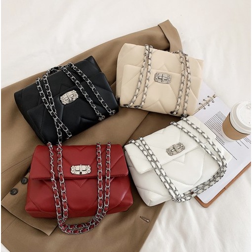 BJ31926 - BLACK/KHAKI/RED/WHITE - TAS SLEMPANG BAHU SHOULDERBAG PESTA TALI RANTAI WANITA FASHION IMPORT MODIS ELEGAN TERMURAH TERLARIS TERBARU BAGSTORE JAKARTA TAS BATAM LT1926 BQ3242