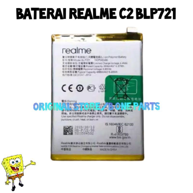 BATERAI BATRE BATRAI BATTERY REALME C2 BLP721 ORIGINAL