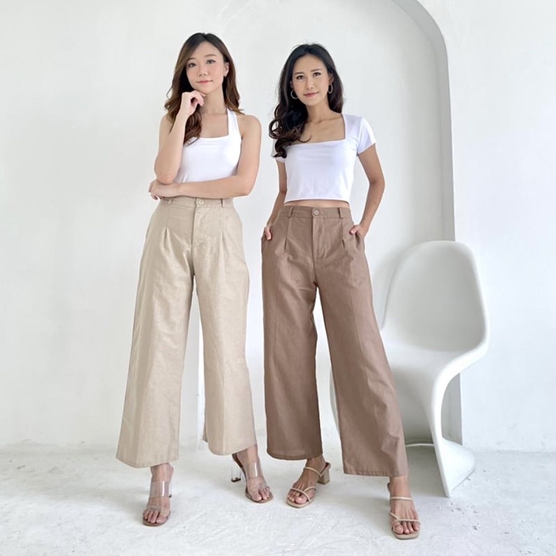 SIVALI Kulot Linen Highwaist 2256 - Wide Leg Cullote | Linen Pants | Celana Kulot Wanita