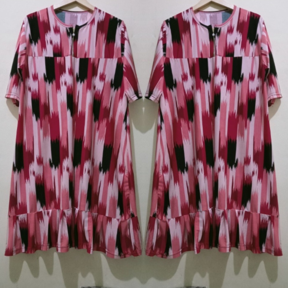 DRESS REMPEL KELILING DASTER SUSUN SUPER JUMBO MAT JERSEY KOREA/MIDI DRESS SIZE