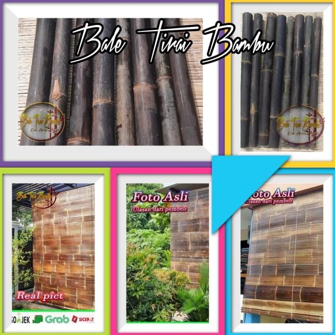 Tirai Bambu wulung 2x2 Sudah vernis dan Katrol Kerai Bambu