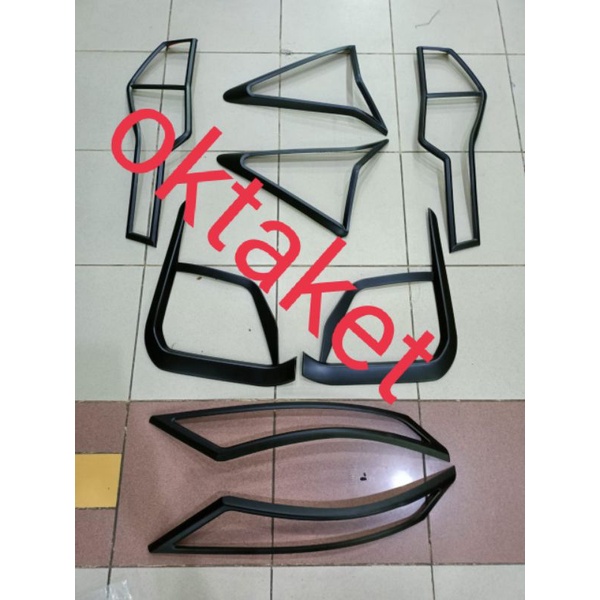 paket garnish lampu depan dan belakang Pajero 2021 2022 hitam + Chrome