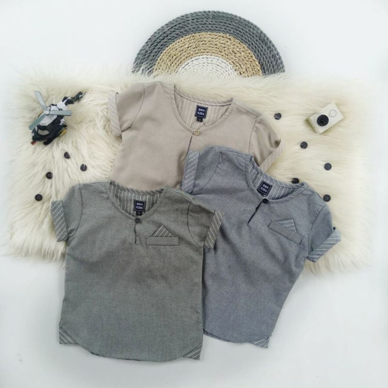 Koko Anak /Koko Stripe Oxford - Kemeja Koko bayi oxford