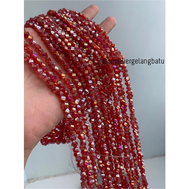 ceko faceted hexagon 6mm RED quartz metallic MERAH kuarsa metalik