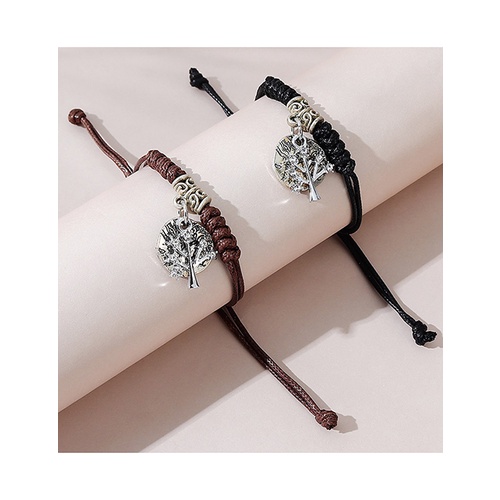 LRC Gelang Tangan Fashion Black+brown Tree Bracelet Set Y65666