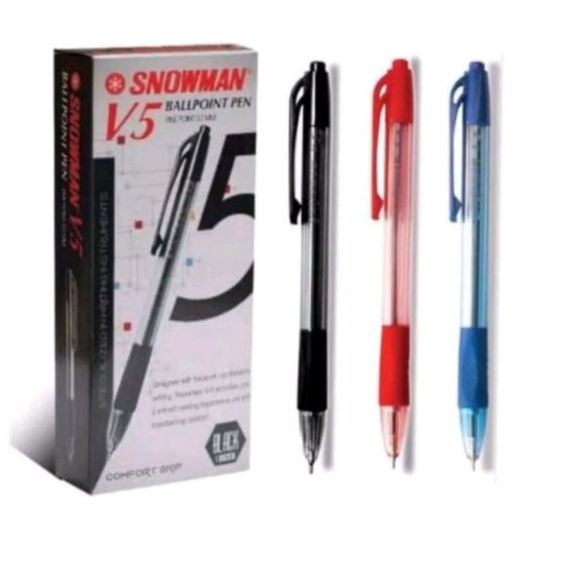 

pulpen snowman V5 tinta hitam biru merah harga perkotak 0,7mm