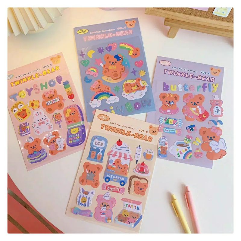 

1 LEMBAR STIKER TWINKLE BEAR BERUANG LUCU KOREA BULLET JURNAL SCRAPBOOK DIARY DIY LUCU MURAH