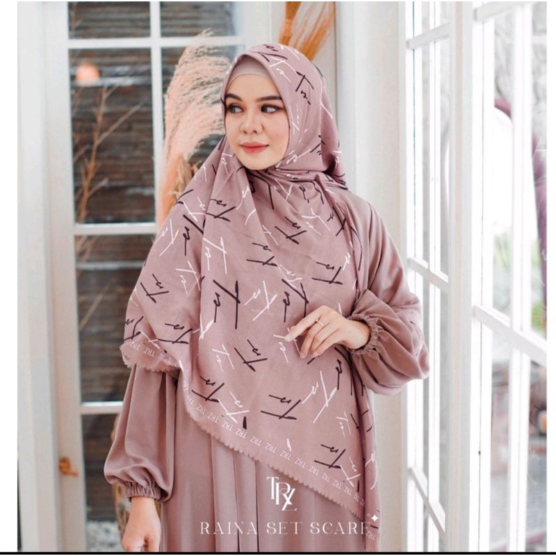 Scraf Voal printing Raina TRZ Mocca Syari/Original RTZ syari printing