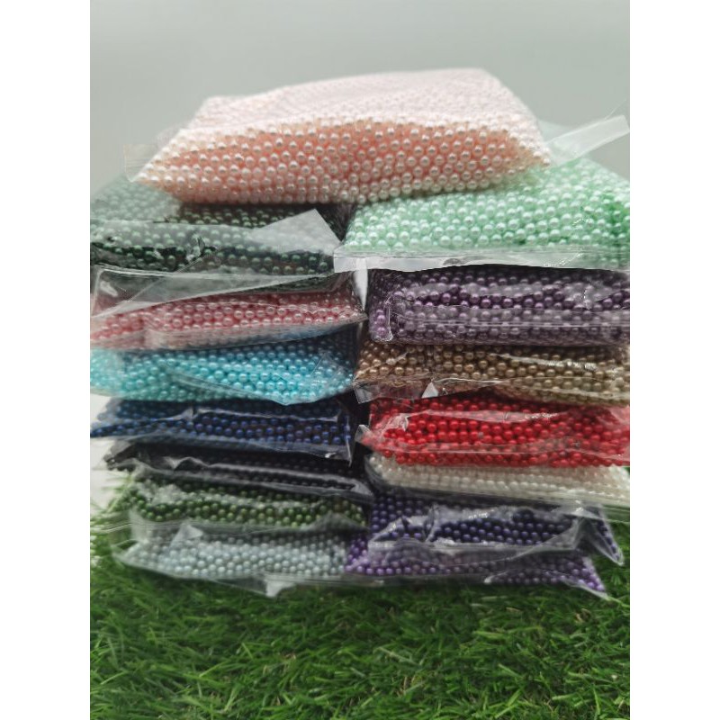 MUTIARA  TINDIK 4 MM WARNA WARNI KUALITAS AA KILAU BAGUS PER 50 GRAM ( BAGIAN 2)