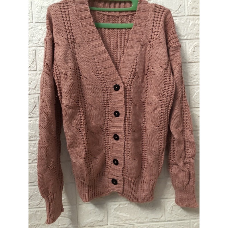 cardigan kepang rajut tebal cable cardi