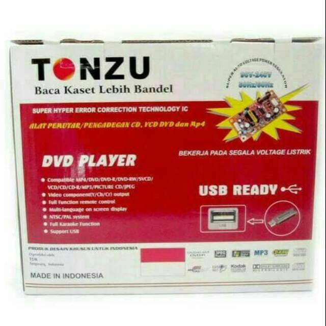 Alat Pemutar Film USB MP3 MP4 Karaoke DVD Player Mini Tonzu DVD-102 Body Besi