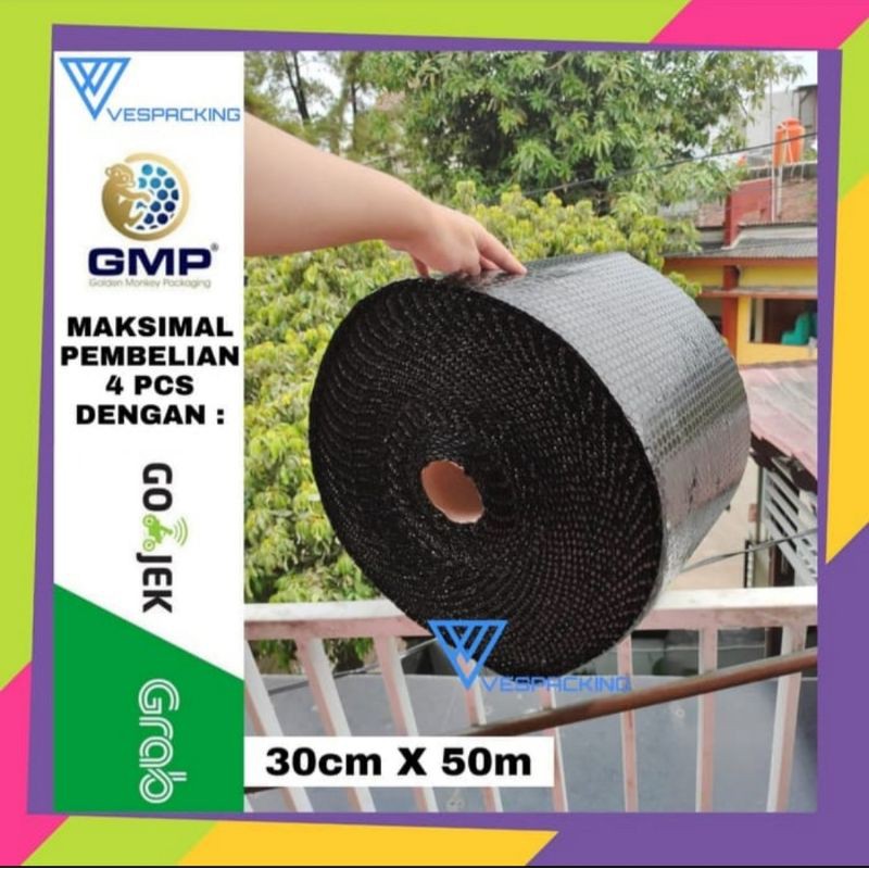 

bubblewrap putih hitam GMP 30cm X 50m bubble wrap eceran termurah