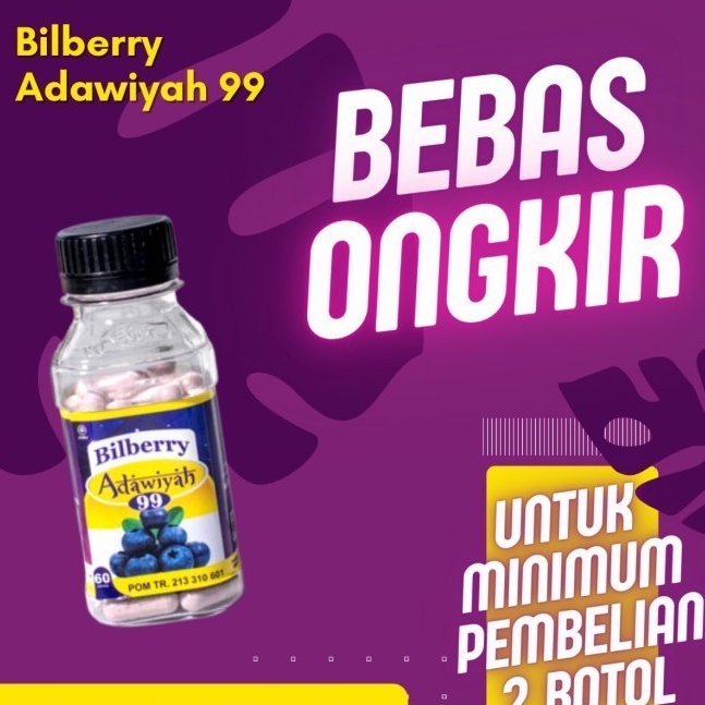 Kapsul Bilberry Adawiyah Original - Kapsul Bilberry Adawiyah Asli - Vitamin Mata Herbal - Suplemen Mata Alami - Obat Mata Katarak - Obat Mata Plus - Obat Mata Minus - Obat Mata Berlemak - Nutrisi Mata Herbal - Bilberry Adawiyah 99 Asli Original