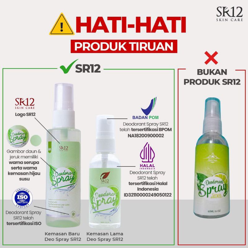 DEODORANT SPRAY PREMIUM SR12 Deospray Deo Spray Anti Bau Badan Anti Bakteri Pencerah Ketiak