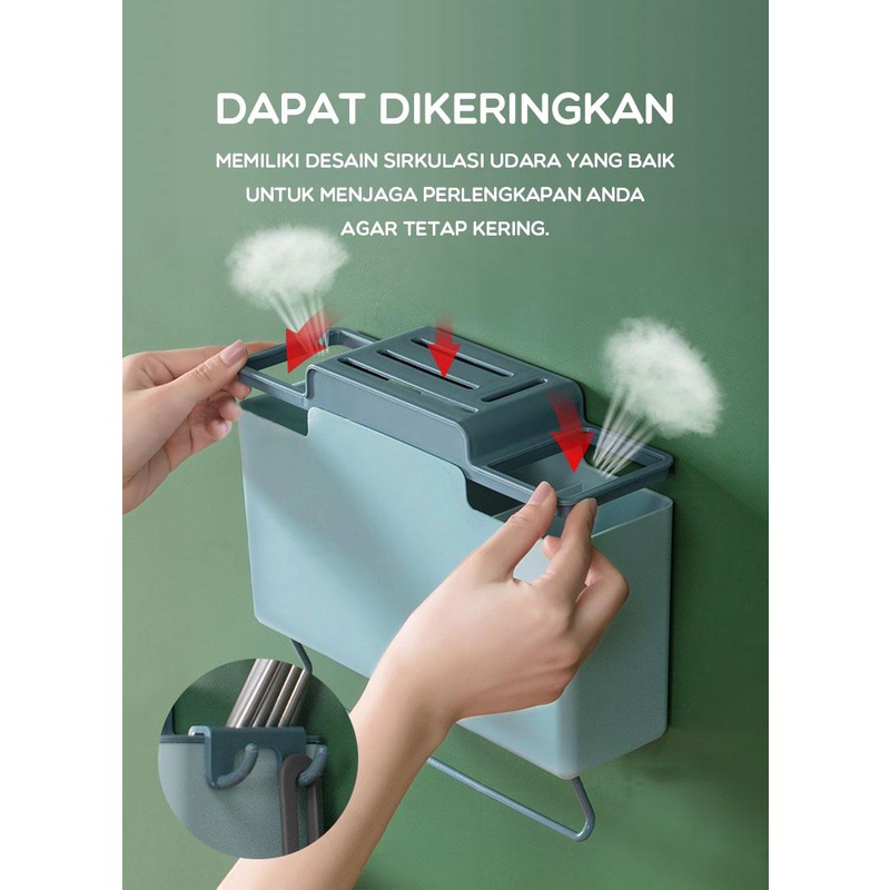 Rak Gantung SAMONO Storage Box SSB03 Multifungsi Sky Blue Spoon / Folks / Knife Storage