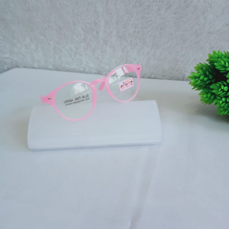 90. YN419AB. Kacamata Anak Lensa BlueRay (Anti Radiasi Sinar Biru). Aman Main HP & Daring Seharian.-Pink