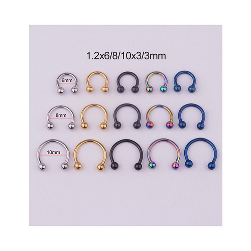 LRC Anting Hidung Fashion Steel Color Stainless Steel Piercing Ball C-shaped Nose Ring (1pcs) V49246