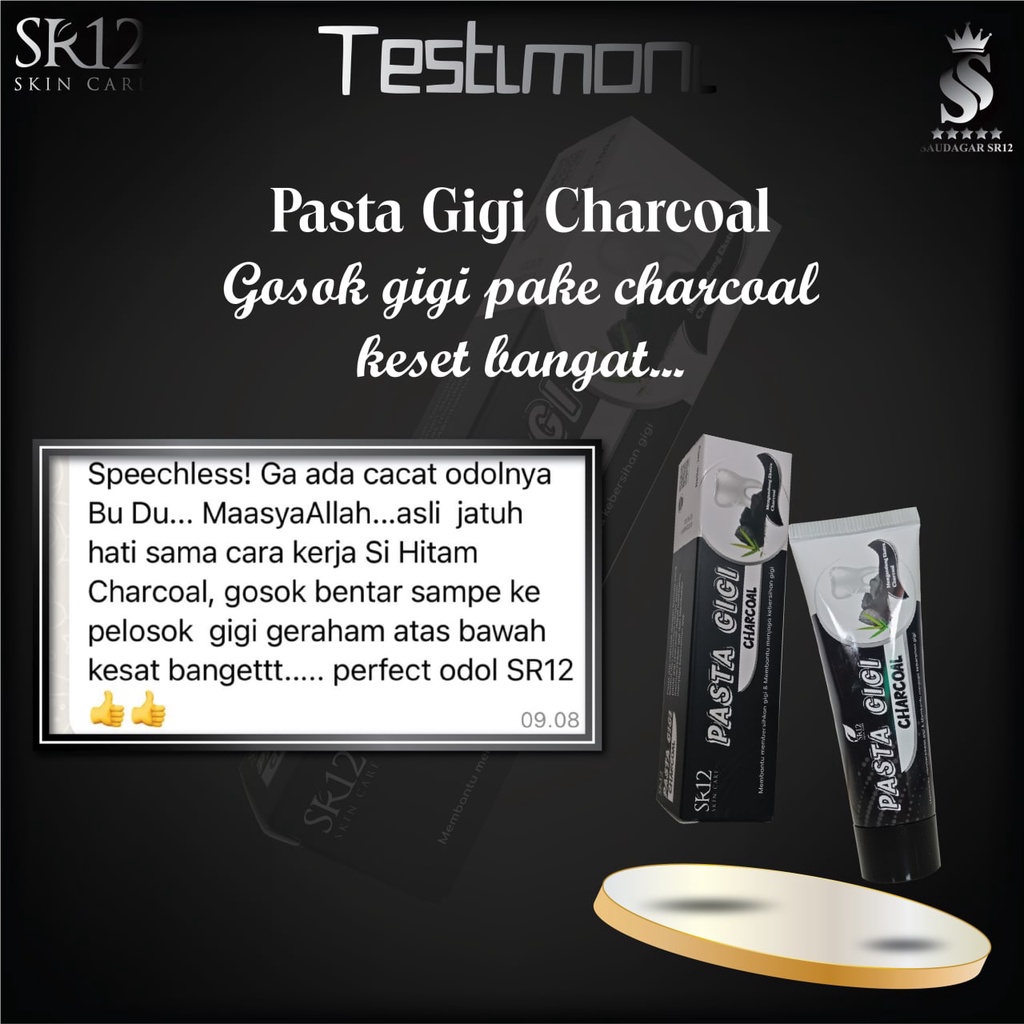 Pasta gigi charcoal Sr12 Membersihkan gigi Memutihkan gigi Menghilangkan bau mulut Mencegah timbul plak gigi 170gr Bpom Original