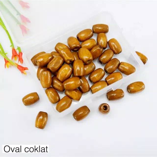 Manik kayu oval pak besar