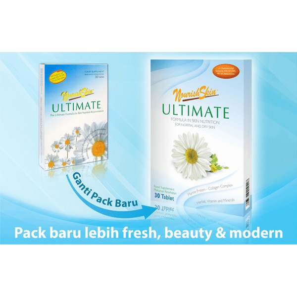 NOURISH SKIN ULTIMATE isi 15 / 30 / 60 tablet Atasi Kulit Kering, Flek Hitam dan Kerutan