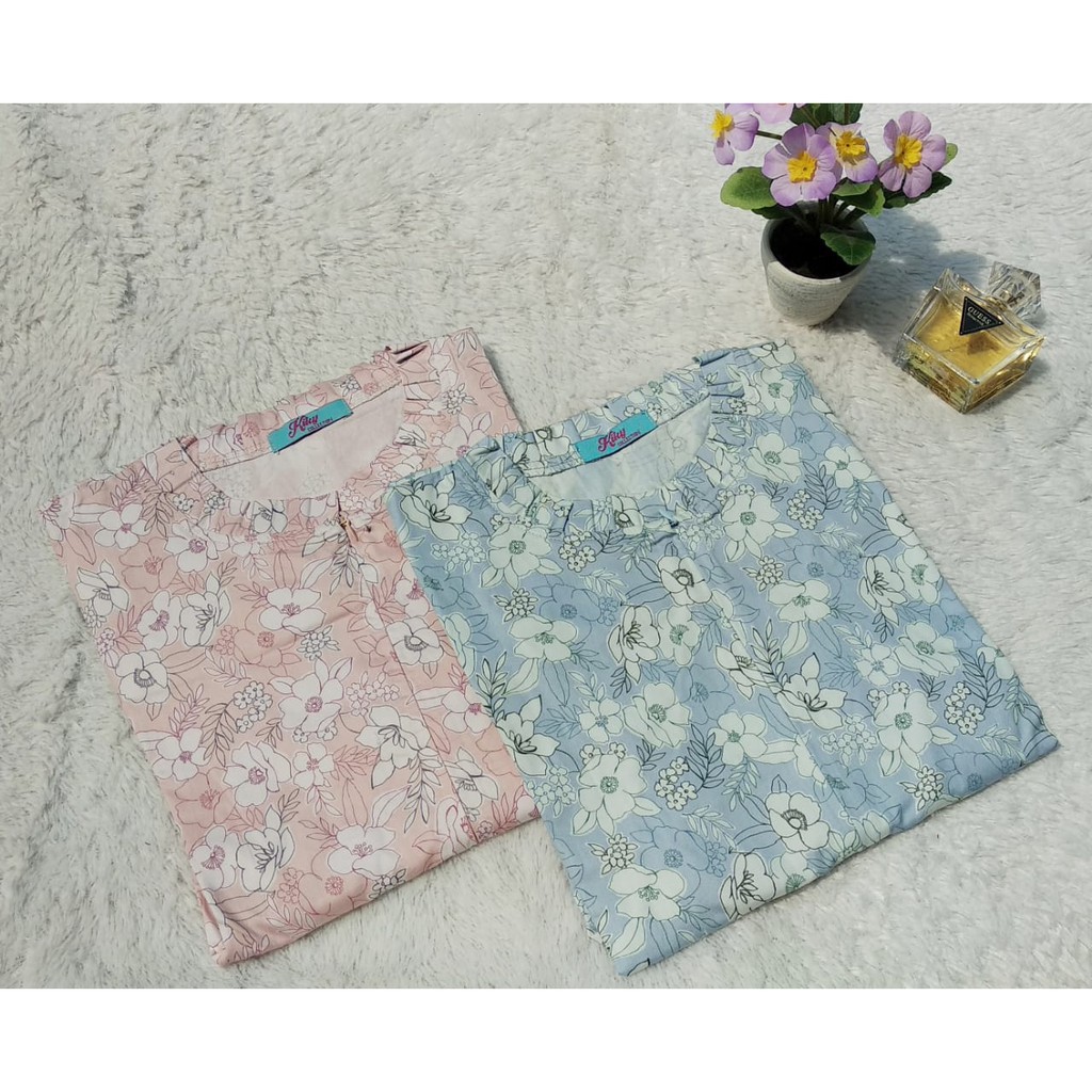 Gamis Katun Jepang Original  Motif BUNGA JEPUN TANPA SAKU SIze S M L
