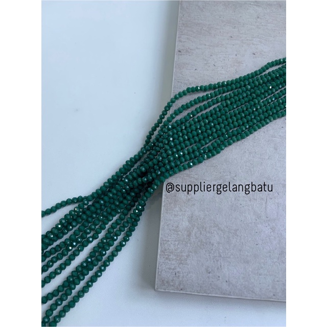 Crystal Ceko Doft 4mm HIJAU TUA DARK GREEN bahan craft manik donat