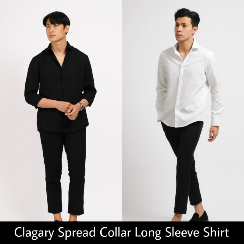 Clagary Spread Collar Long Sleeve Shirt MALE ID HEYMALE (READY SIAP KIRIM)