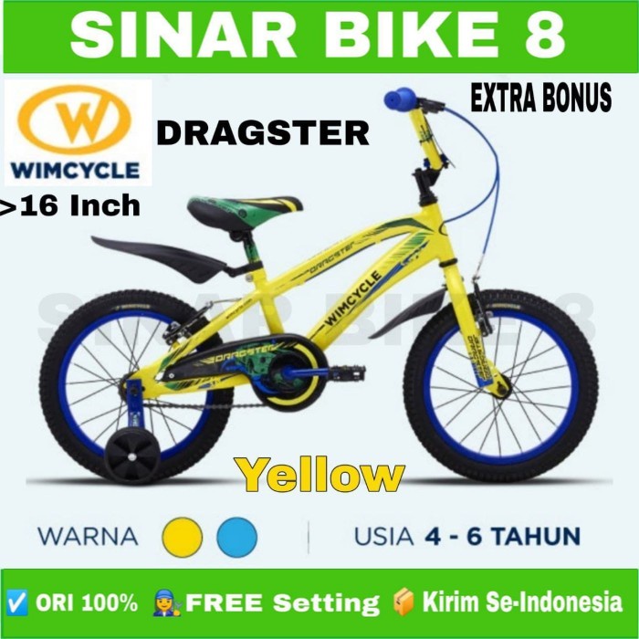 Sepeda Anak Laki BMX WIMCYCLE DRAGSTER Ukuran 16&quot; 18&quot; dan 20 Inch Garansi Resmi