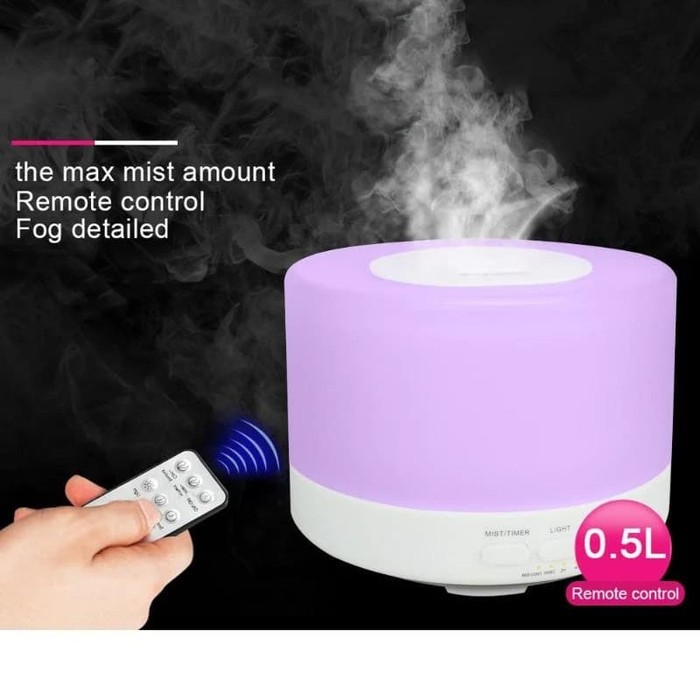 Air Humidifier Diffuser 7 Color Remote Control Pelembab Udara Aroma Terapi