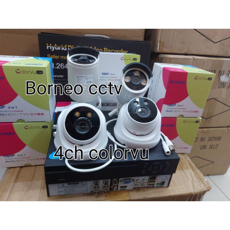 Paket kamera cctv colorvu 4ch turbo hd 2mp 1080p full hd cctv colorvu malam berwarna