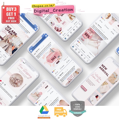 Rose Gold E-Commerce Bundle Kit Canva Templates Promosi