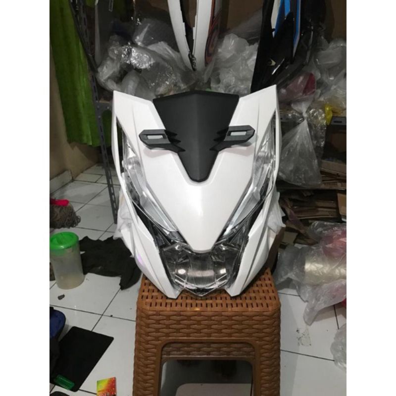 paketan tameng panel body depan + reflektor lampu beat new fi esp eco Street 2017 2018 2019 putih gl