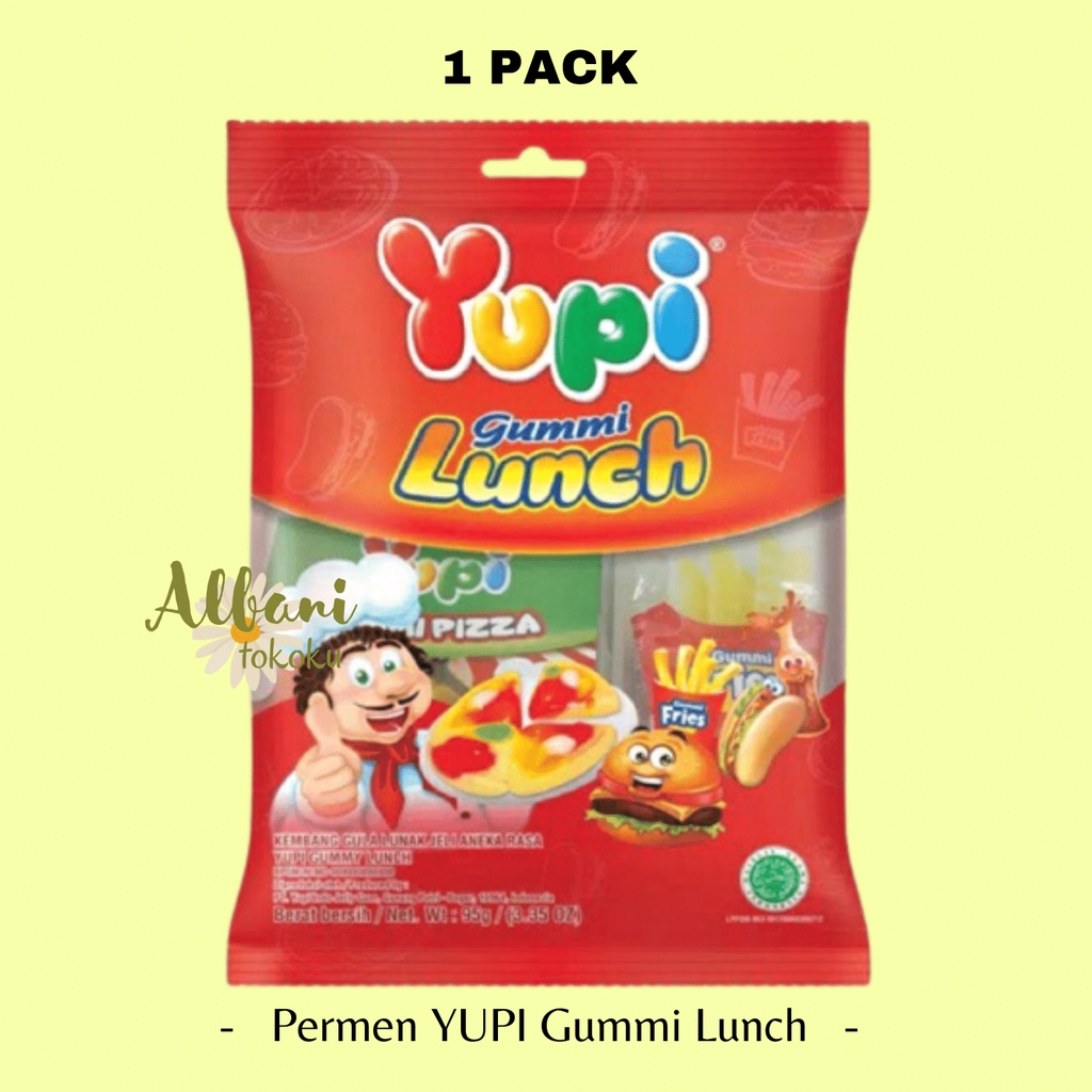 

Permen Yupi Gummi Lunch 1 Pack - Permen Yupi - Permen Lunak - Jelly - Permen Jeli Kenyal Bentuk Makanan - Yupi