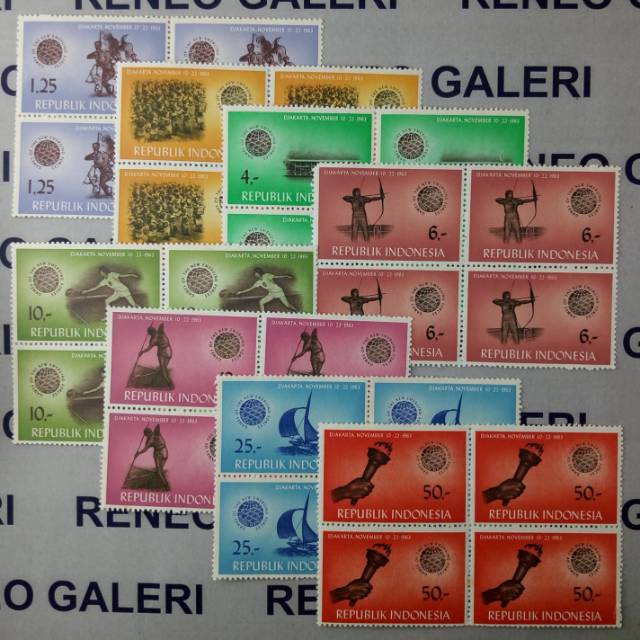 

Terlaris ✨ - (8 pcs) Set Lengkap Perangko seri GANEFO tahun 1963 paket prangko Lama kuno lawas filateli3.1.23