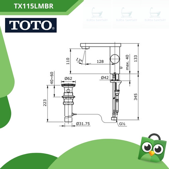 T.Lillie - Toto Kran Wastafel Tx115Lmbr