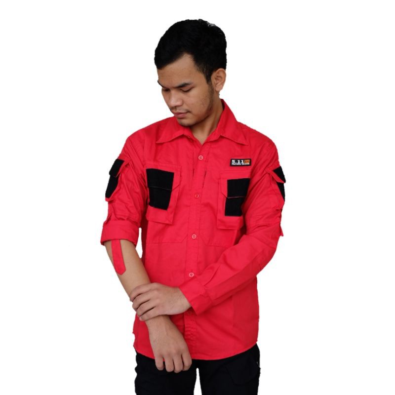 Kemeja Tactical 511 Tangan Panjang Bahan Drill Merah
