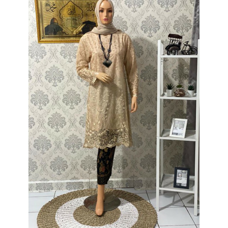 setelam kebaya tunik tile kondangan + rok prisket /tunik tille mutiara//kebaya tile modern/kebaya