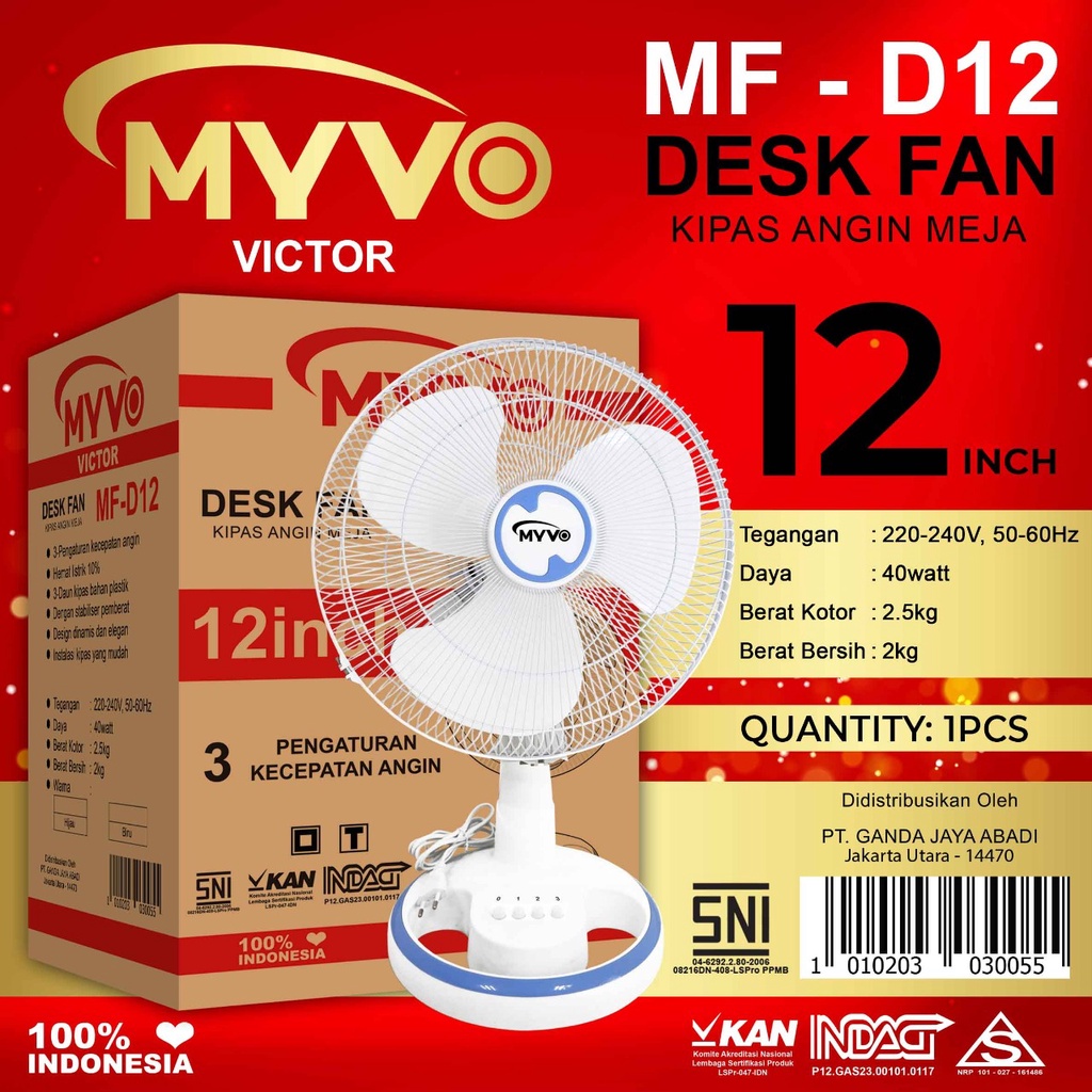 Kipas angin Meja MYVO (Desk Fan) 12" inch