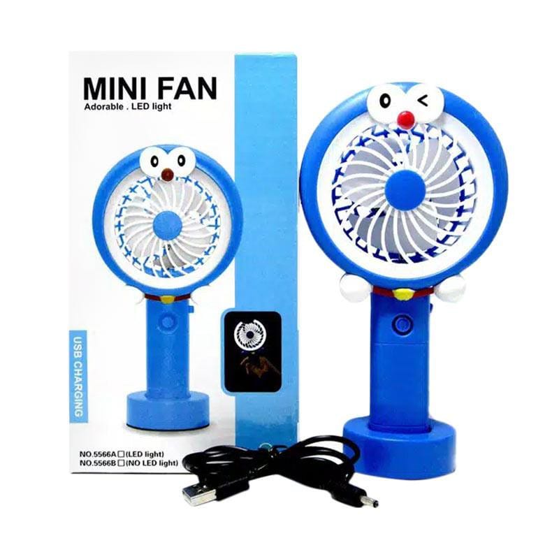 Kipas Angin Lampu Led Hand Mini Fan Usb Portable Karakter / Kipas Angin Tangan Karakter doraemon Helokitty