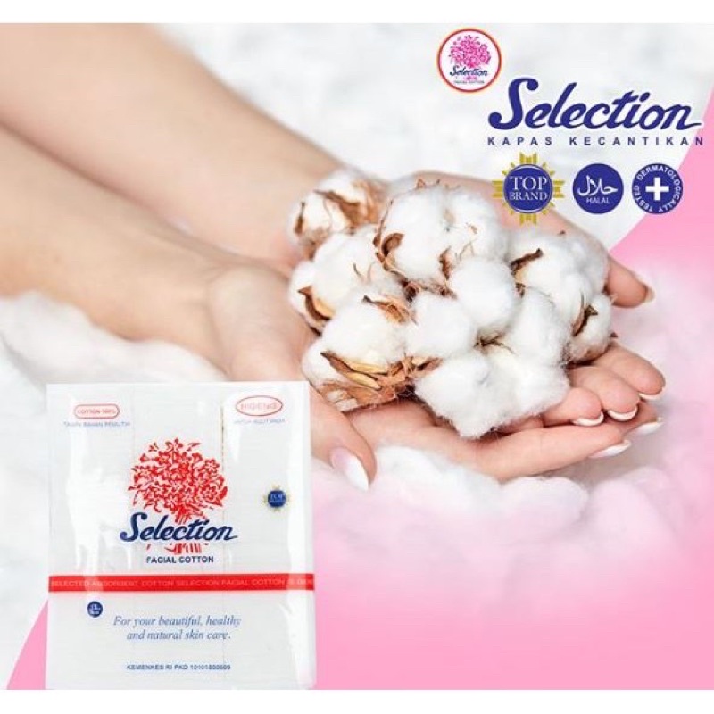 KAPAS MUKA SELECTION / KAPAS WAJAH SELECTION / KAPAS PEMBERSIH KECANTIKAN FACIAL COTTON / KAPAS TIPIS SPECIAL