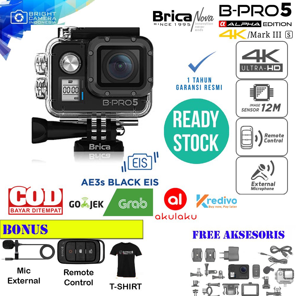 Action Camera Brica B-Pro 5 Alpha Edition 4K Mark III S - AE3S - FREE KAOS-BLACK (SERI EIS)