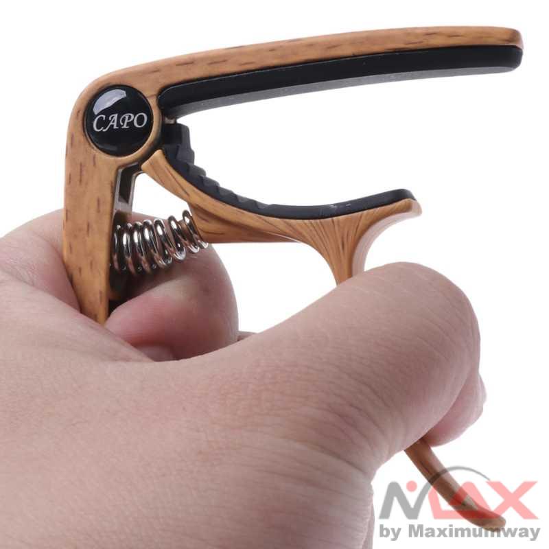 SLOZZ Capo Gitar Aluminum Alloy Wood Design Bridge Pin Remover - QBJ Warna Dark Brown